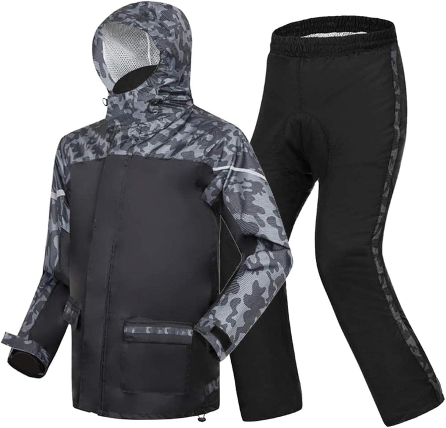 VUIKLCty Raincoat Lightweight Hooded Rainproof Jacket Windbreaker; Waterproof Raincoat Set Fishing Camping Raincoat With Pants(XXL)