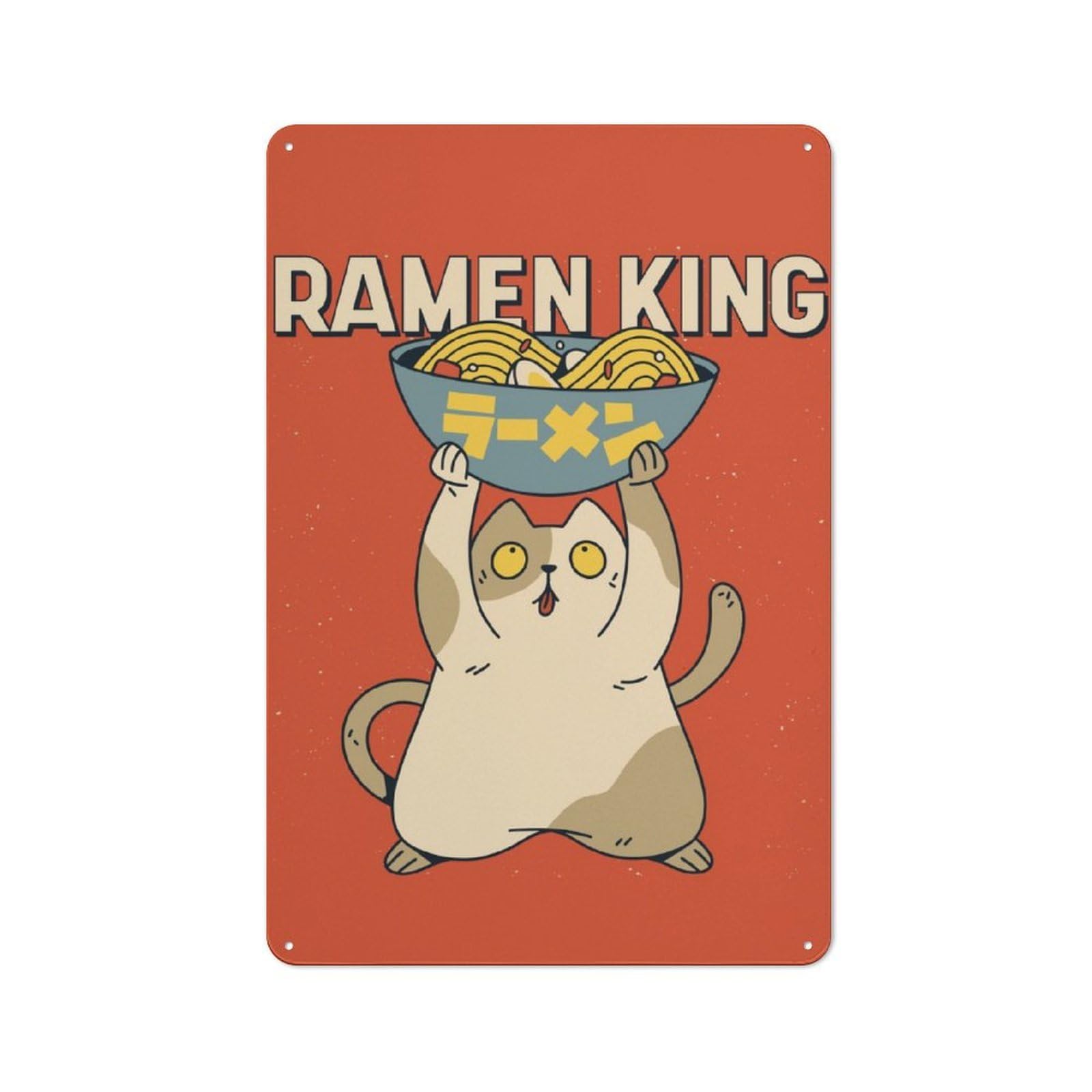 Junmoney Ramen King Retro Tin Wall Plaque 30X20cm For Home Office Or Studio, Wall Decoration For Home Offices And Studios
