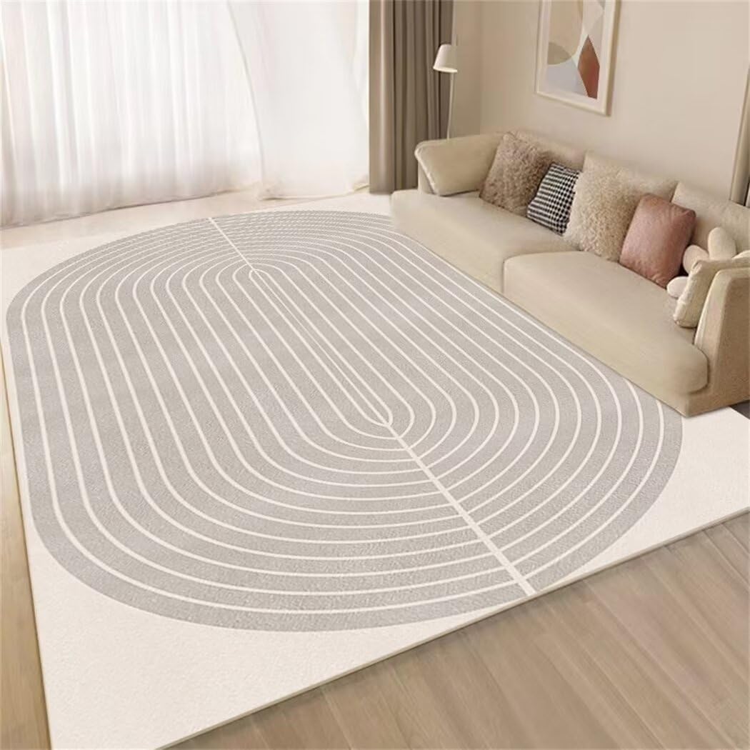 Tapis chambre ado fille gris 80x160 cm lavable à lignes géométriques