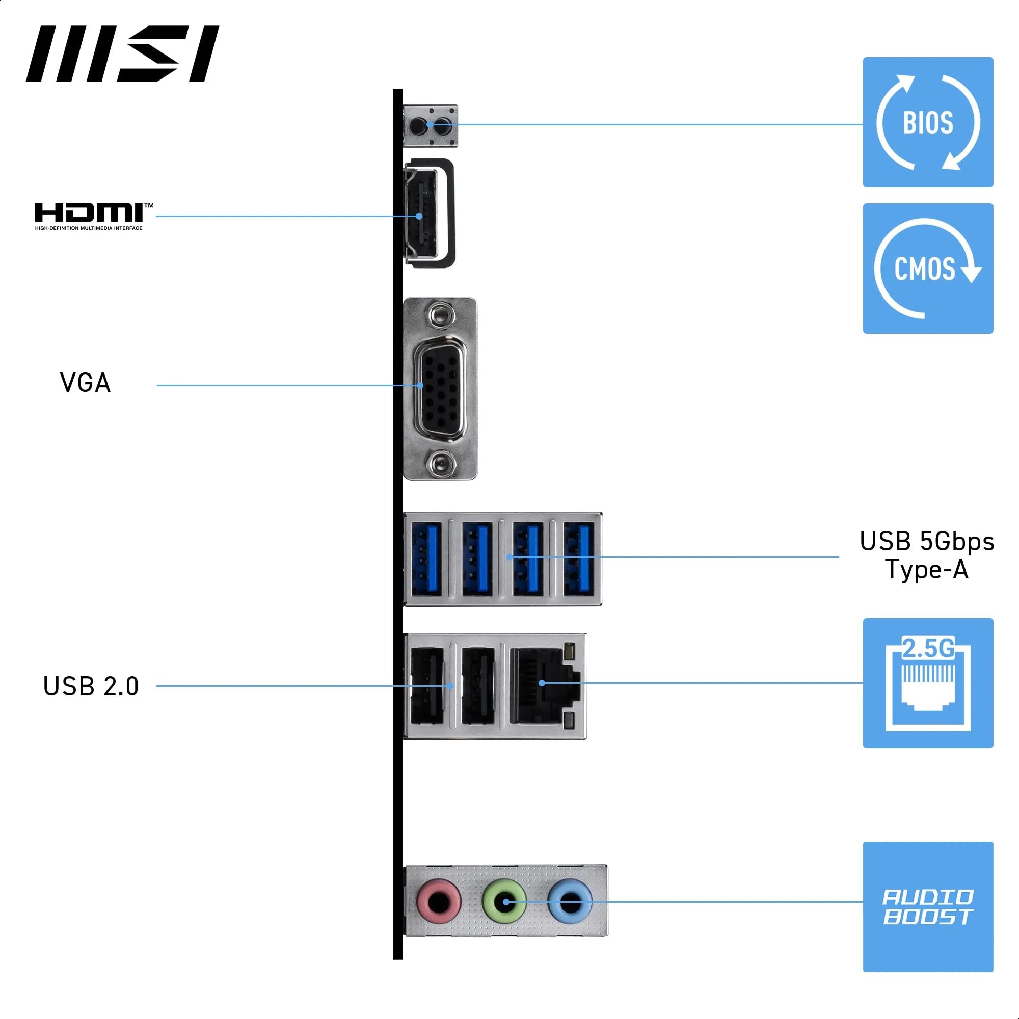 MSI Pro B840M-B Carte mère Micro ATX - pour processeurs AMD Ryzen 9000/8000 / 7000, AM5 - DDR5 Memory Boost (8000+ MT/s OC), PCIe 4.0 x16, M.2 Gen4, 2.5G LAN