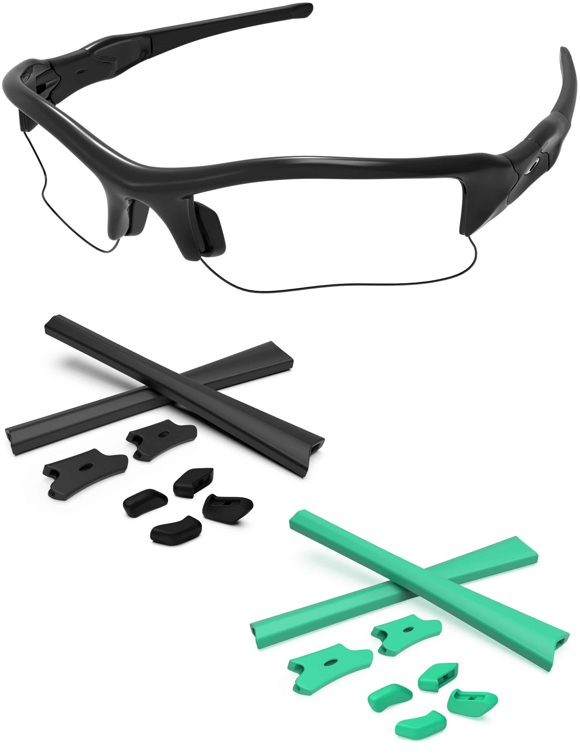 Replacement Nose Pieces &amp; Ear Socks Rubber Kits for Oakley Flak Jacket OO9008/Flak Jacket XLJ OO9009