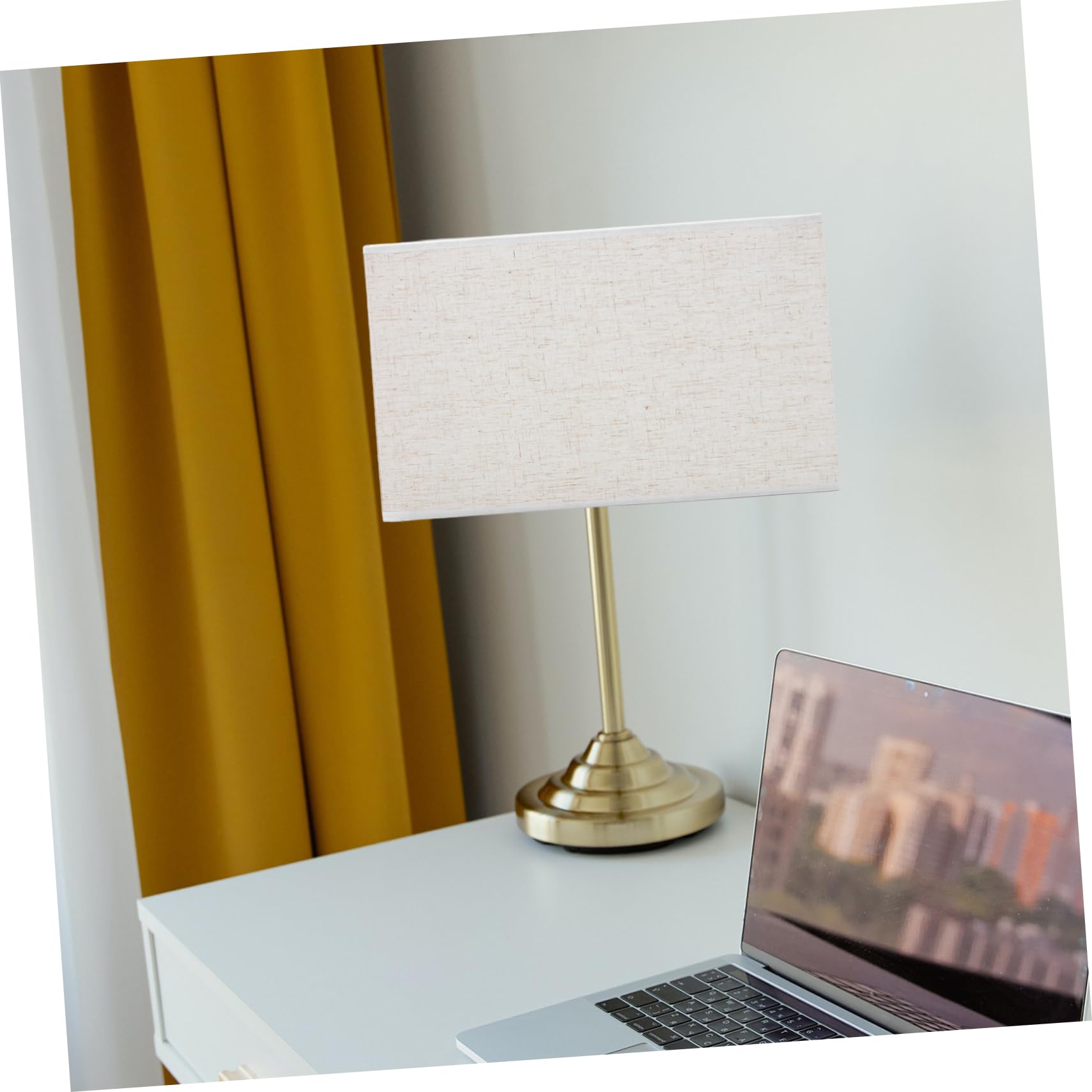 DOITOOL Abat Jour Rectangulaire en Tissu Beige, Effet Décoratif, Facile à Installer, Couverture Légère pour Lampe E27 Style Élégant