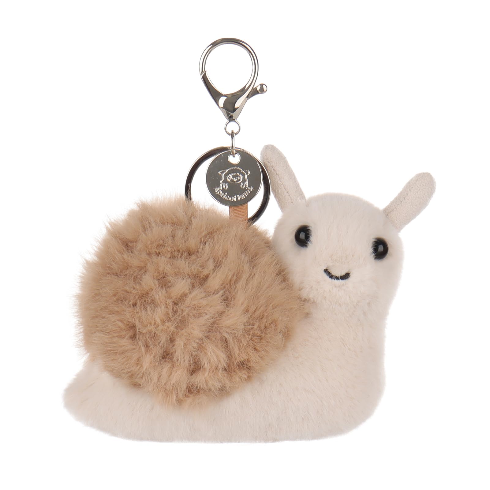 Apricot Lamb Brown Lazy Snail Keychain Stuffed Plush Keychain, Soft Plushies Cute Keychain Toys for Kids' Bag, Backpack, Purse, Brown