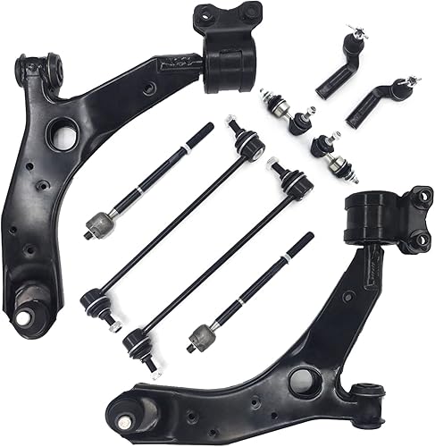 Brazo de control delantero inferior de 10 piezas con juego de rótulas y kit de suspensión compatibles con Mazda 3 2004-2009, Mazda 5 2006-2014