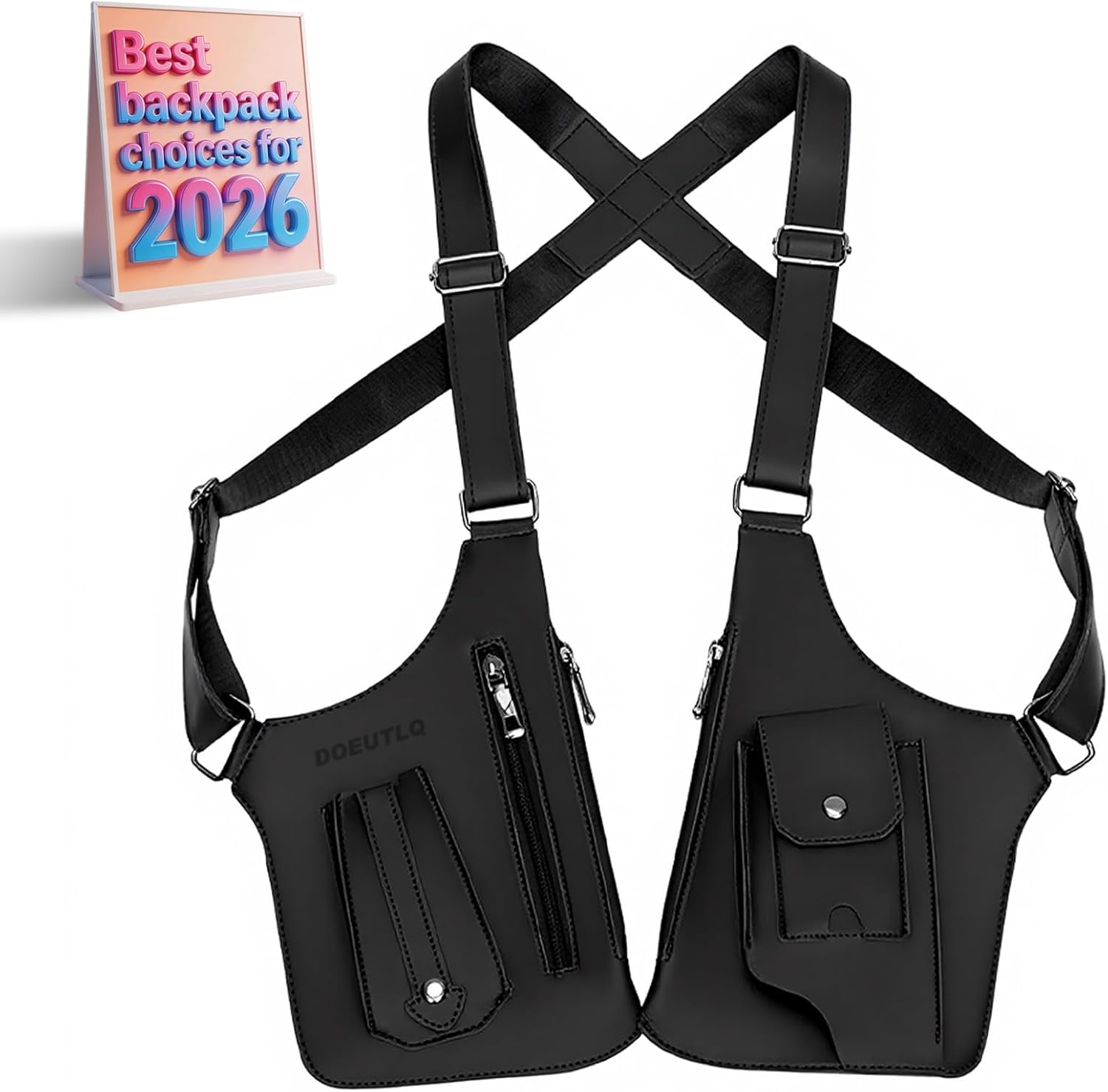 Shoulder Bag for Men Premium Leather Adjustable Underarm Holster Satchel Men Anti Theft Strap Under Arm Double Concealed Carry Sling Pack Armpit Small Wallet Vest Purse Pick Pocket Proof Cell Phone