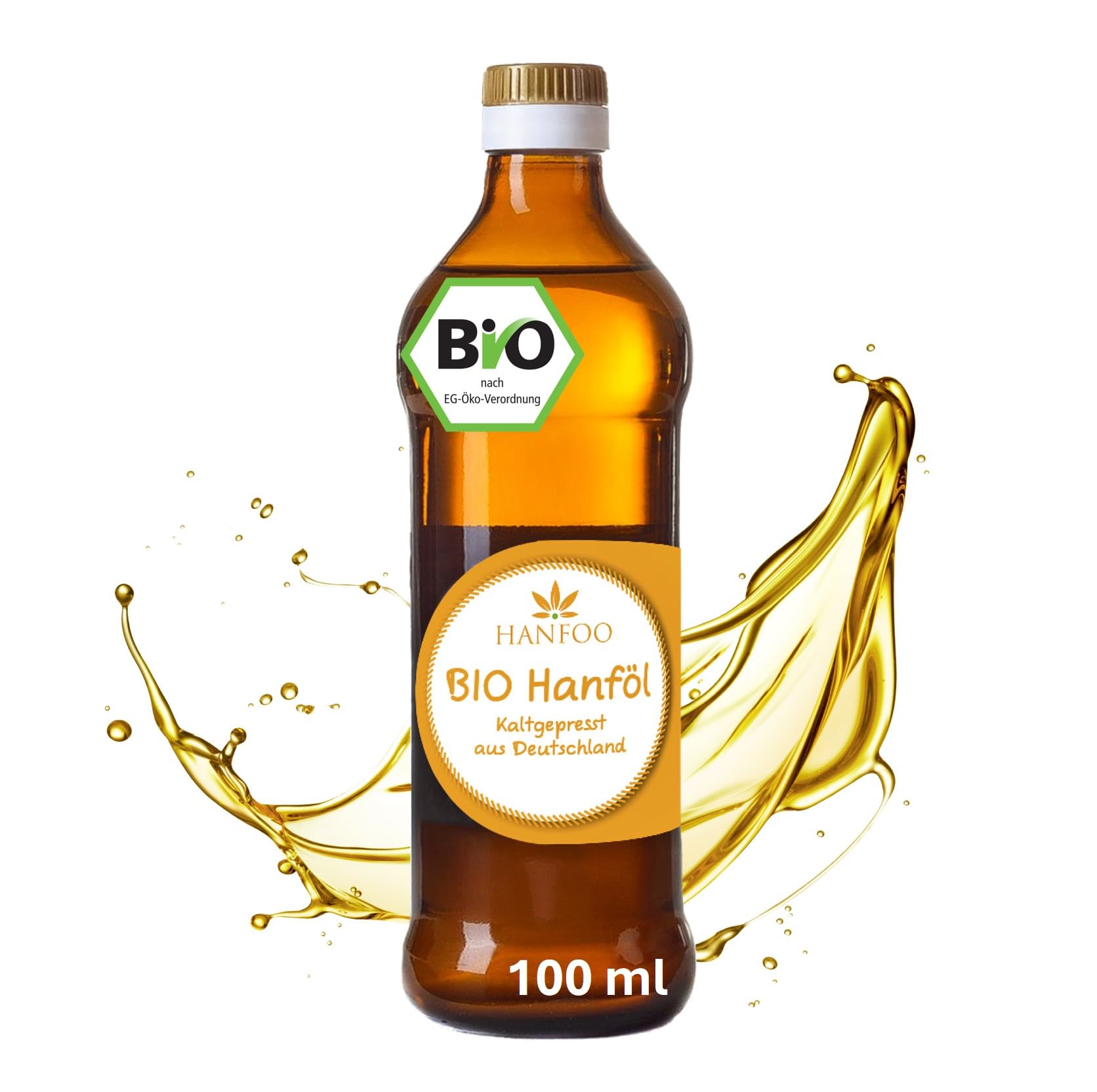 BIO Hanföl 100ml aus Deutschland kaltgepresst - Bio Hanfsamenöl reich an Omega 3-6-9