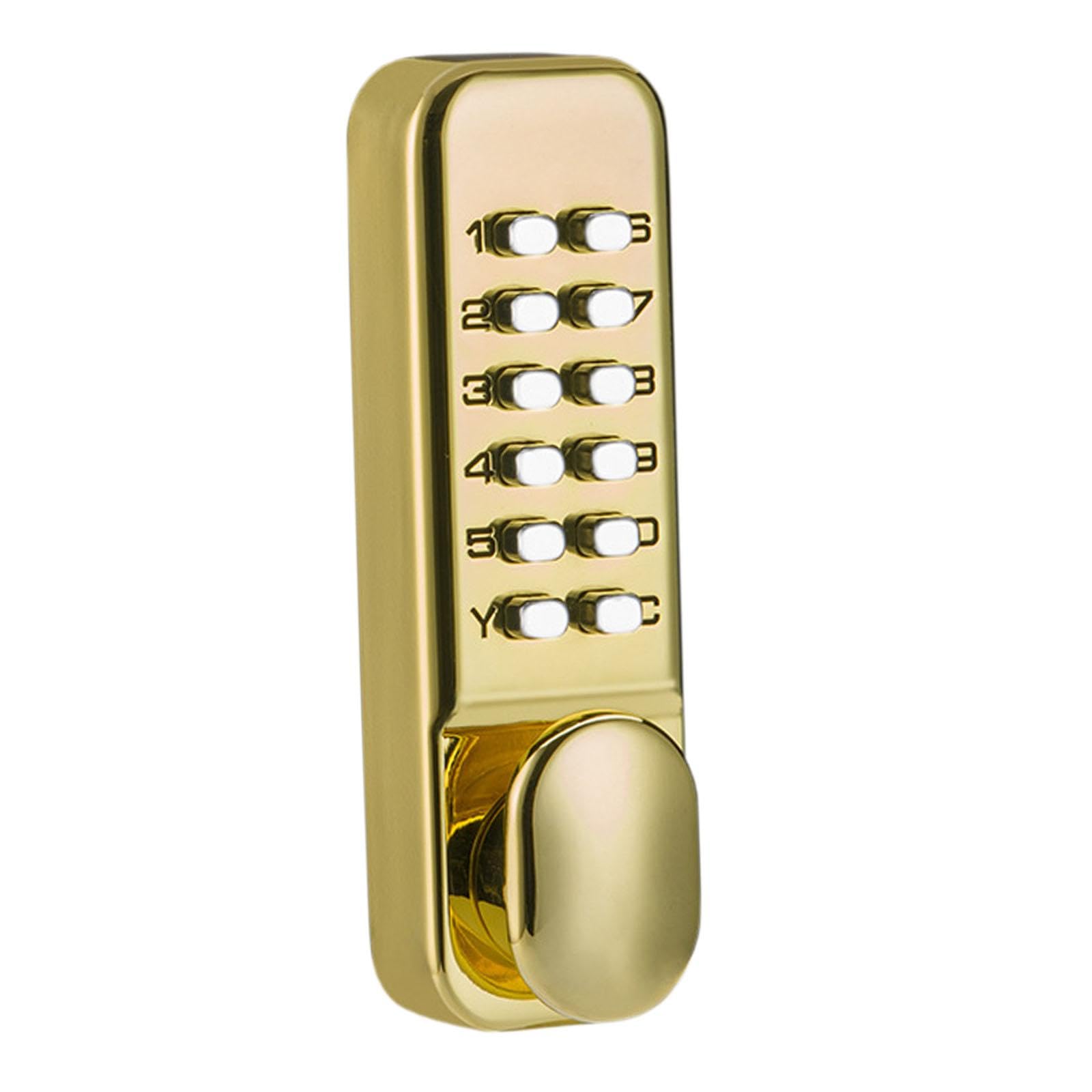 MagiDeal Serrure de Porte à Code Mécanique, Combinaison Dorée de Code Chiffres sans Clé, Verrouillage à Mot de Passe avec Poignée pour Porte, Or