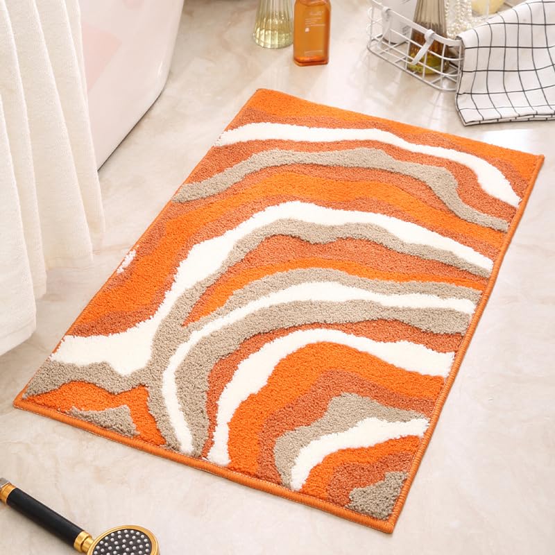 Alfombra Baño 60 X 90 Cm Naranja Degradado Alfombrilla De Baño Súper Absorbente, Ultra Suave Microfibras Alfombrilla Baño Antideslizante, para Bañera,Ducha
