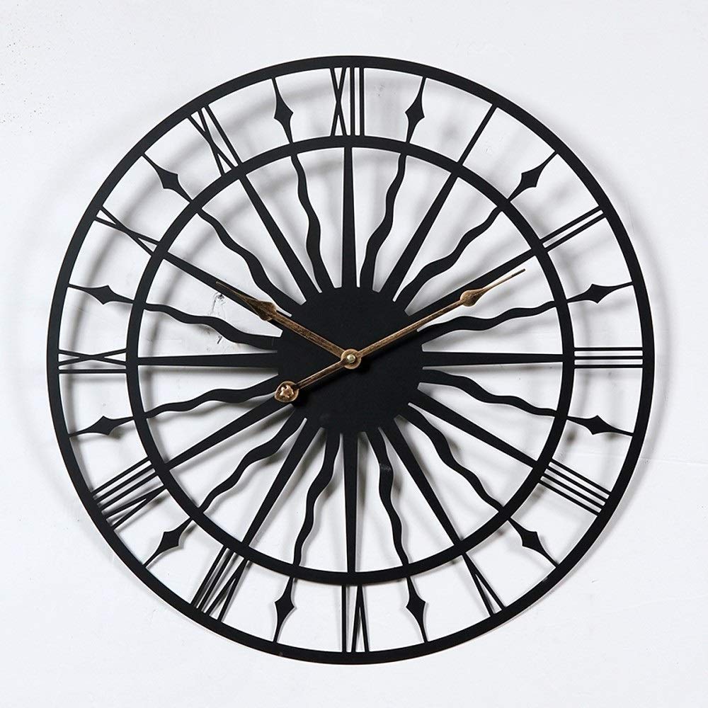 Horloge murale salon moderne maison decoration murale soleil en fer
