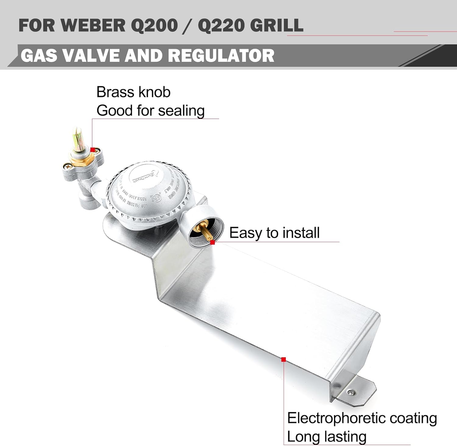 Oklagarden 69956 Burner Replacement 80476 Regulator Parts for Weber Q200 Q220 Grill Parts 396000 396002 566002 Weber Baby Q 200 220 Gas Valve Regulator 41862 Grill Burner Tube Rack Replacement 20.5 In