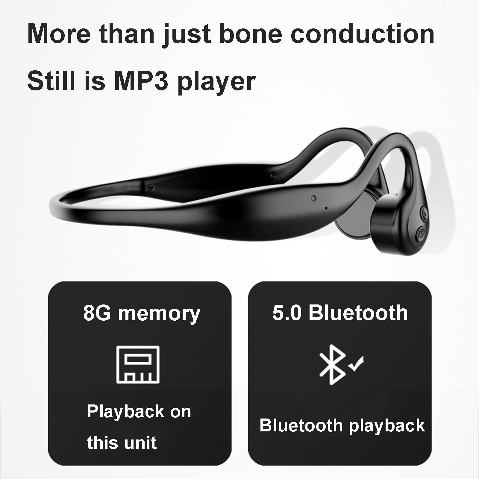 8 GB bezprzewodowy zestaw słuchawkowy Bluetooth z przewodnictwem kostnym, zintegrowany z muzyką Mp3, chudy sportowy Walkman do biegania