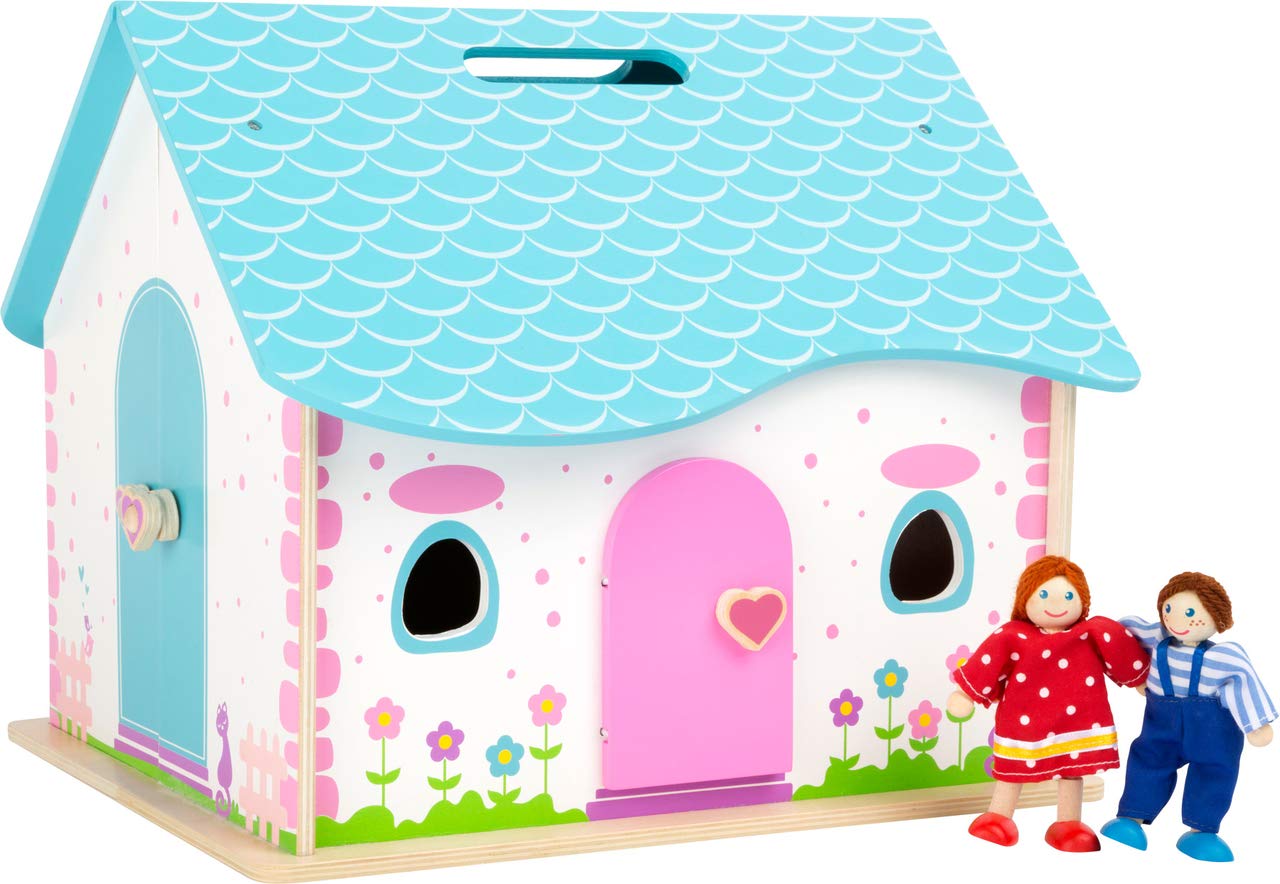 small foot Puppenhaus zum Aufklappen, Rollenspiel für Kinder, aus Holz, inkl. 2 Biegepuppen, ab 3 Jahren. Art-Nr. 10737