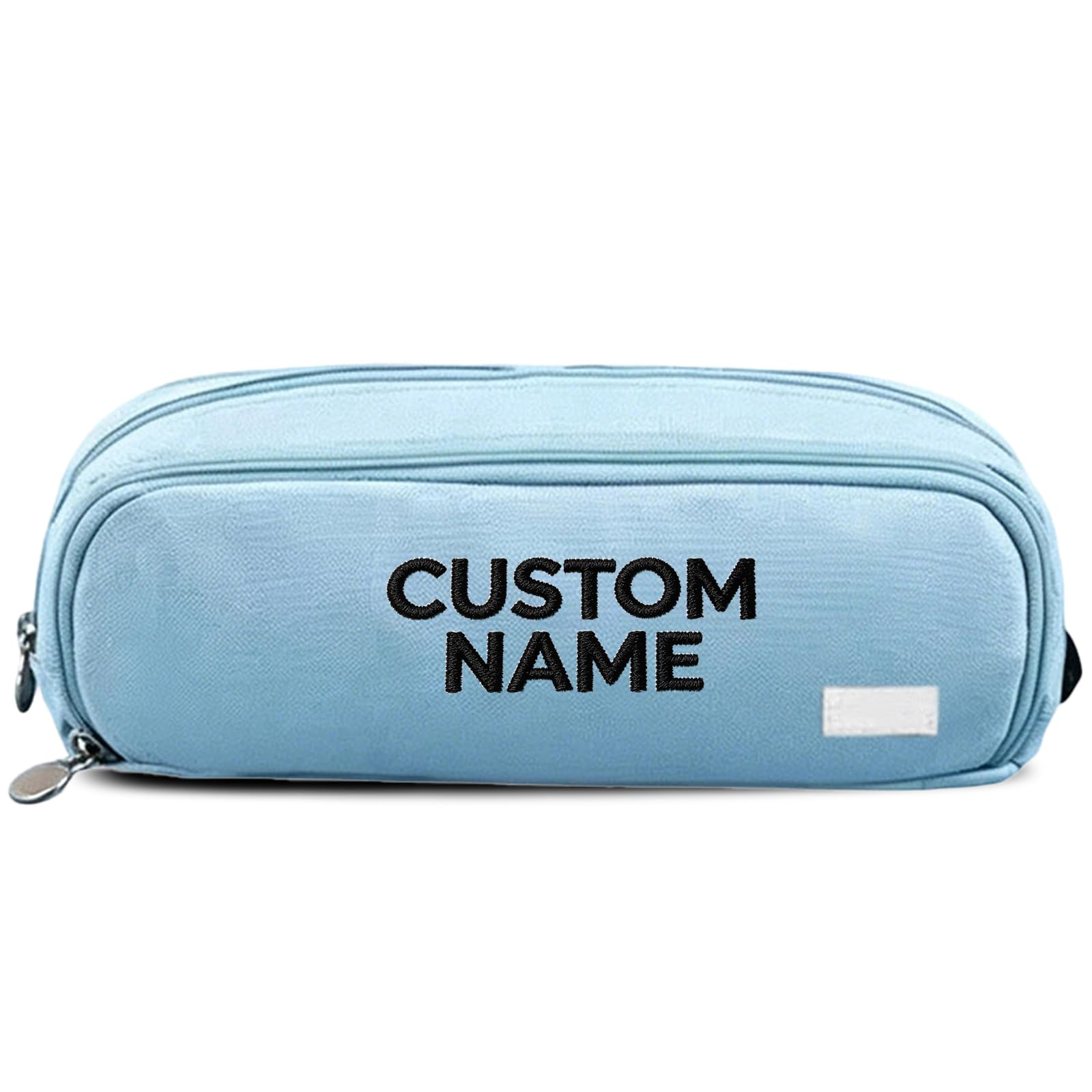 Personalized Multi Compartment Pencil Case for Students with Text，Sky Blue