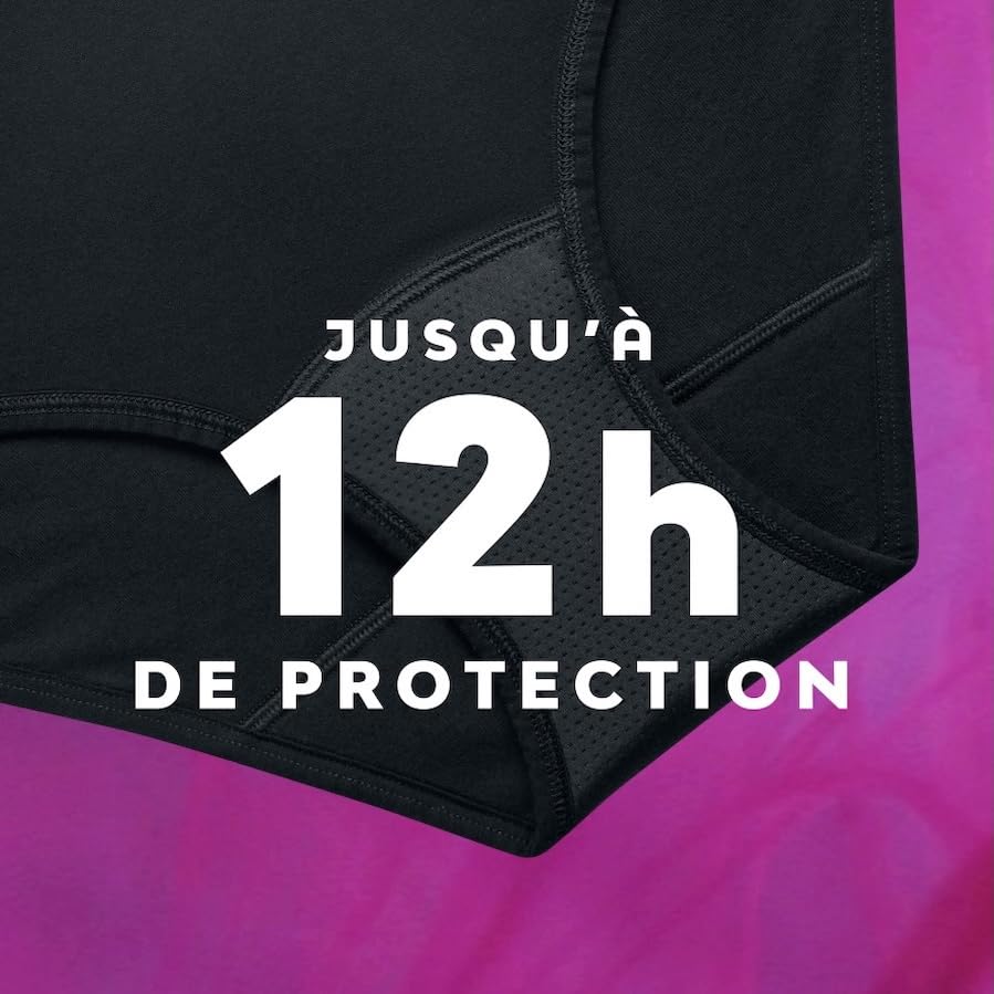 Nana Culotte Menstruelle Lavable Coton Bio - Flux Abondant - Noir - Coupe Hipster - M x3