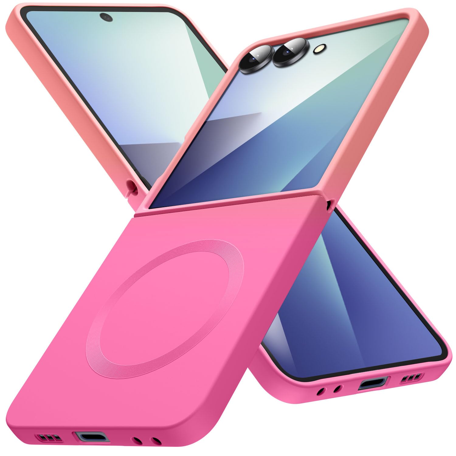 Duluqboba 対応 Galaxy Z Flip7 用の ケース TPU 薄型 軽量 耐衝撃 マグネット搭載 ストラップホール付き スマホカバー