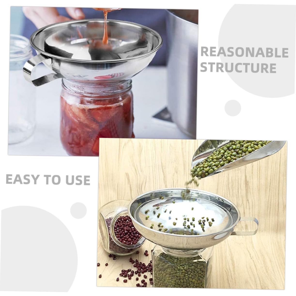 Amosfun 6pezzi Imbuti Inossidabile Per Imbuto Versatile Per Marmellate e Trasferimenti Liquidi Facile Usare e Resistente