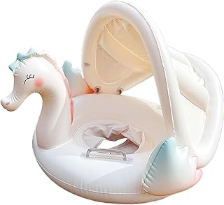 Flotador de piscina hinchable con dosel - Sombra de anillo plegable para adultos, estructura de soporte de antebrazo sin esfuerzo | Natación portátil para patios traseros, lagos, fiestas, ahorro de