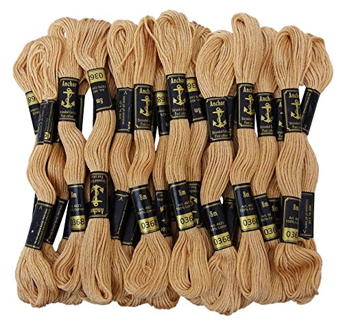 IBA Indianbeautifulart Anchor Hand Cross Stitch Stranded Cotton Embroidery Thread Floss Pack of 25 Skeins-Beige