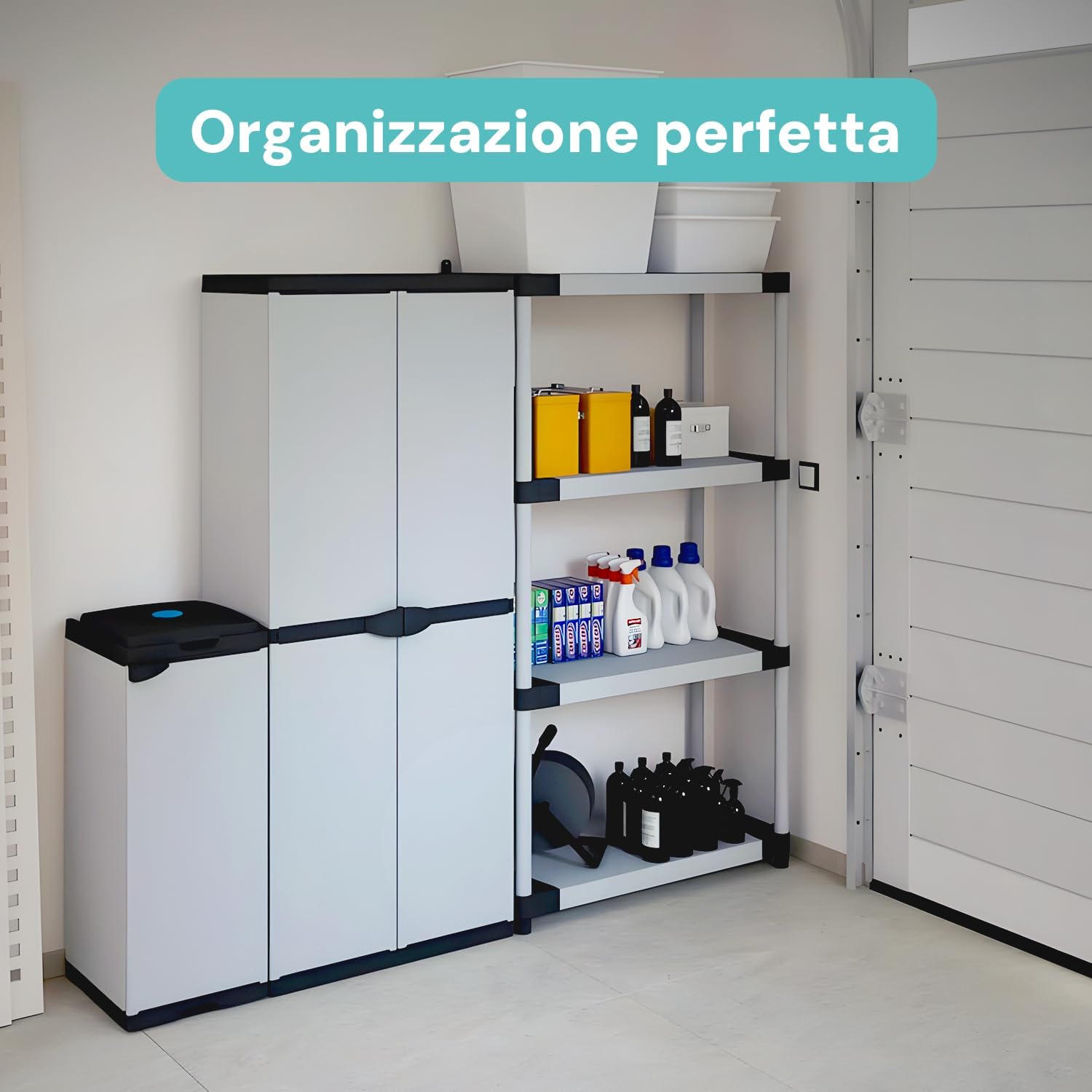 Avilia Armadio da Esterno Impermeabile - Armadio 2 Ante in PVC con 3 Ripiani Regolabili – Armadio Portascope Resistente alle Intemperie e ai Raggi UV - 68x39.5x168cm, Made in Italy