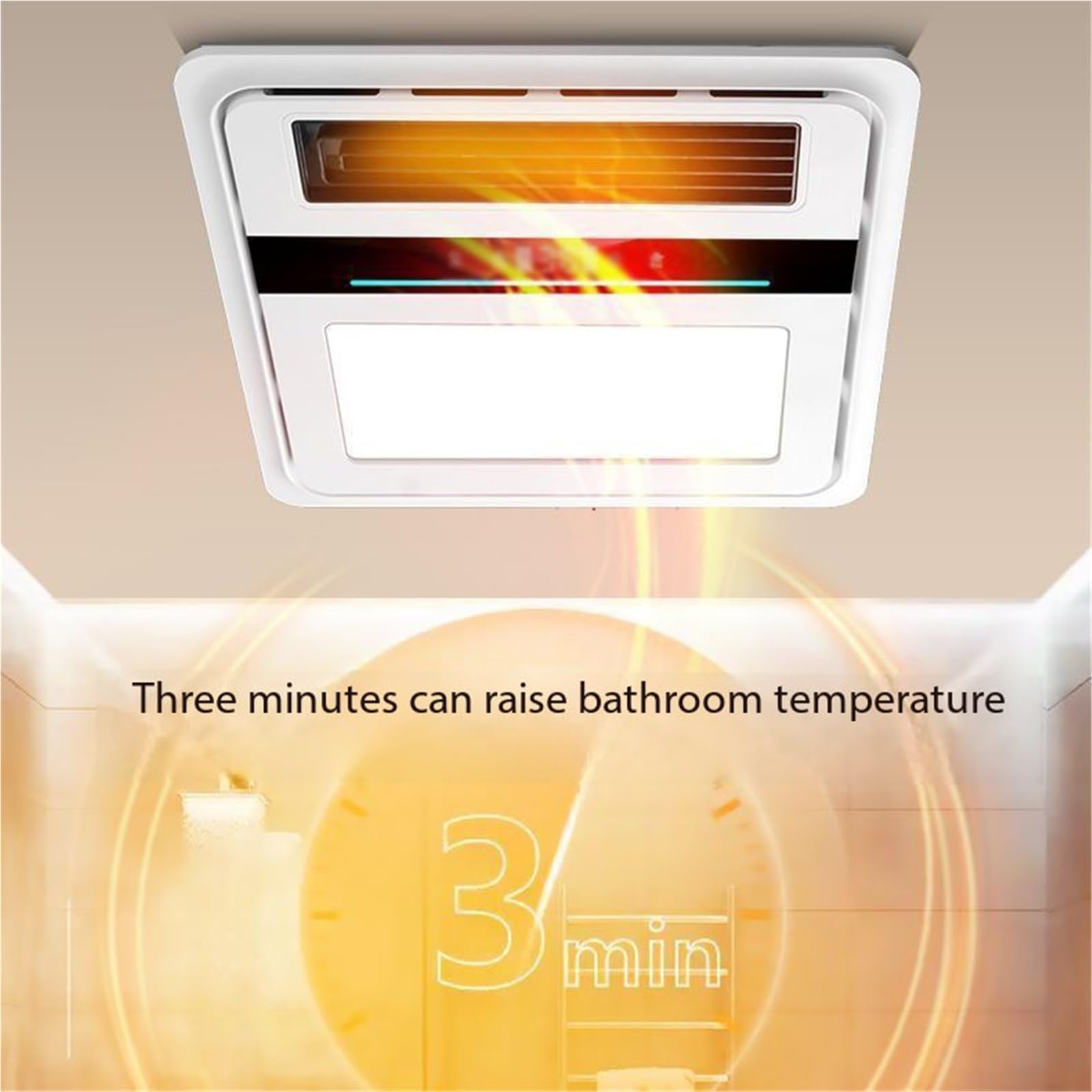 Extractor de baño Ventilador calentador de baño con luz y ventilación, escape silencioso