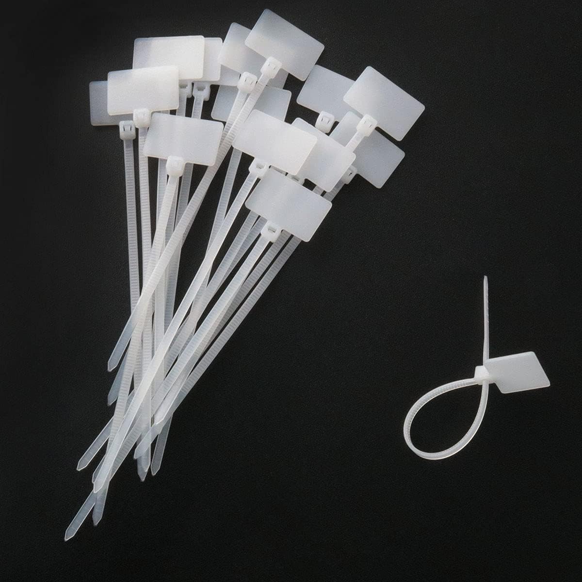 Nylon Marker Cable Ties 300PCS White Self-locking Wire Zip Ties Cable Mark Tags Label Tie Straps Nylon Power Marking Label