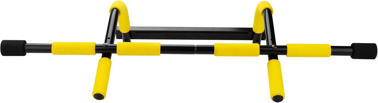 Mind Reader Pull-Up Bar for Door Frame, Doorway Pull-Up Bar, No Screws, No Hardware, Foam Handles, Push Up Stand, Chin-Up Bar, Supports up to 250 lbs., Yellow : Everything Else