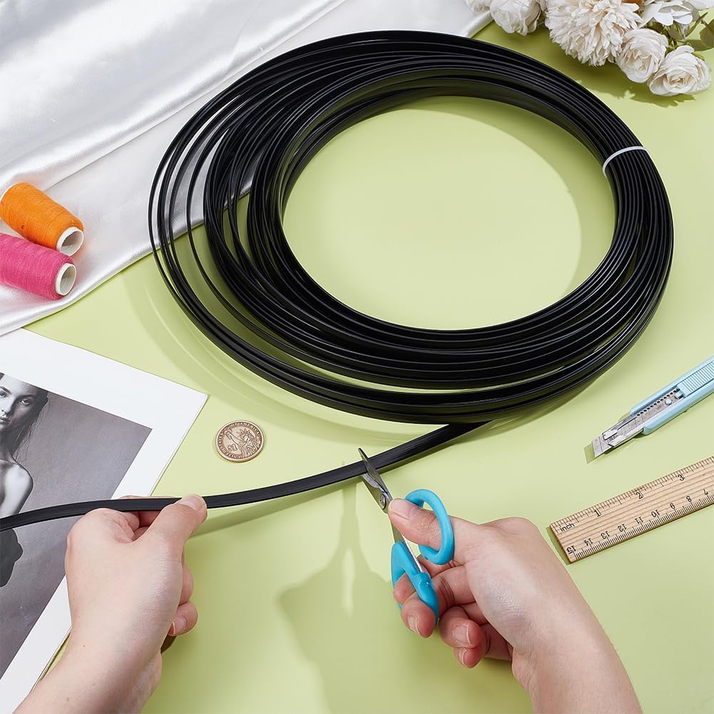 BENECREAT 20 Yadrs Plastic Corset Boning, 0.31Inch Wide Black Corset Webbing Boning for Bridal Dress Bustle Handmade Craft Wedding Dresses DIY Sewing Supplies, 2mm Thick