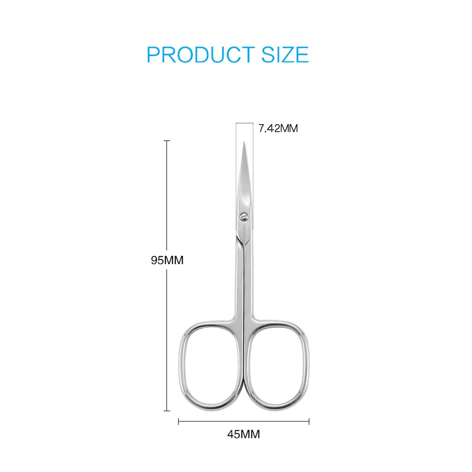 JARVISTAR Ciseaux à ongles incurvés, ciseaux cuticules tranchants, manucure, pédicure, beauté, 95 mm