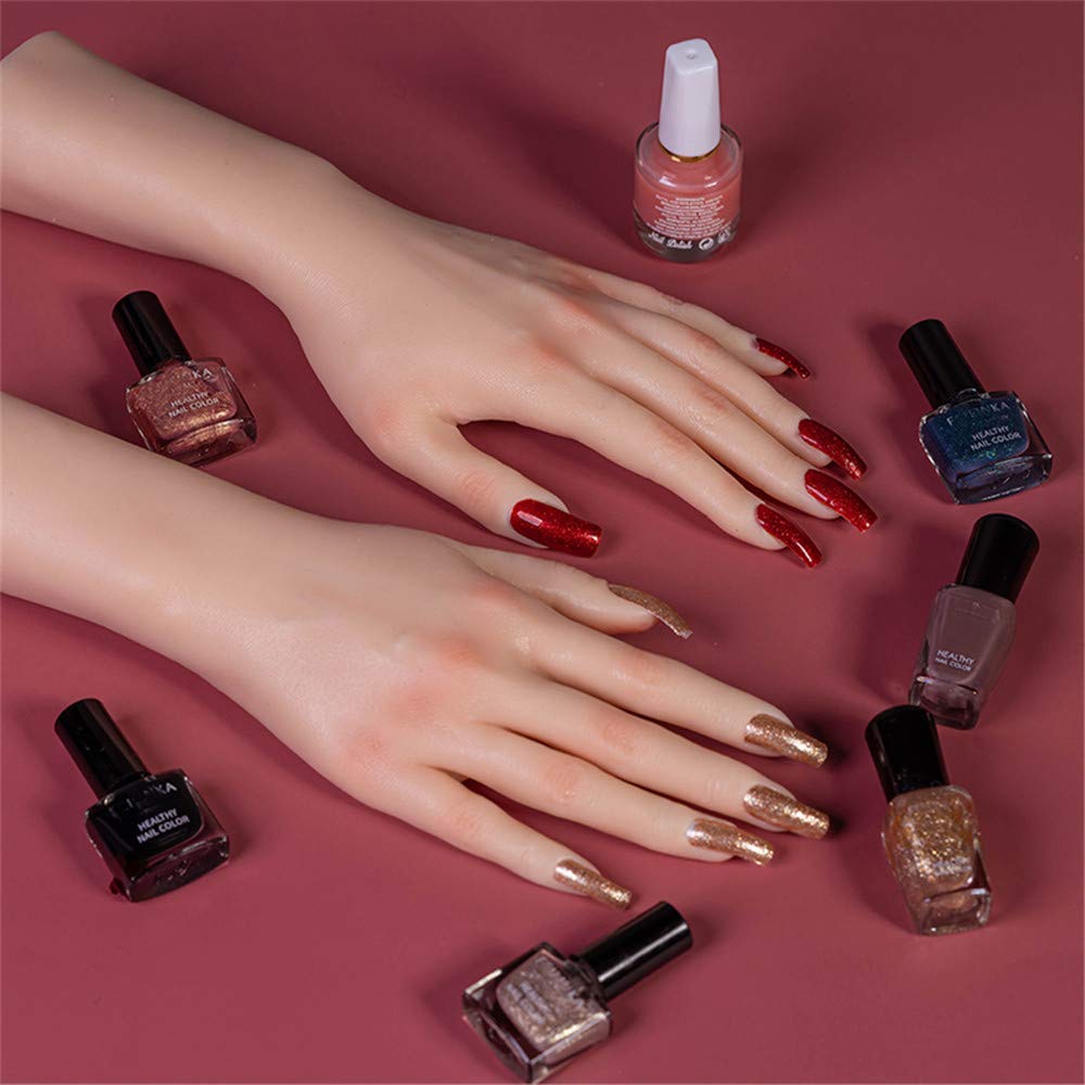 Modello di Mano in Silicone, Mani morbide Mani finte 1 Paio di Anelli di visualizzazione della Mano del manichino delle Donne realistiche in Silicone per Gioielli Nail Art Manicure a Mano Deco