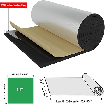 100% Waterproof Aluminium Foil Membrane,Insulation Roll,Sound Absorption Wall Panels,Foam Core Radiant Barrier,Energy Saving Anti-Uv,Lofts,Floors,Sheds,Greenhouses,1-10m (1x2m/3.3x6.6ft,5mm Thick)