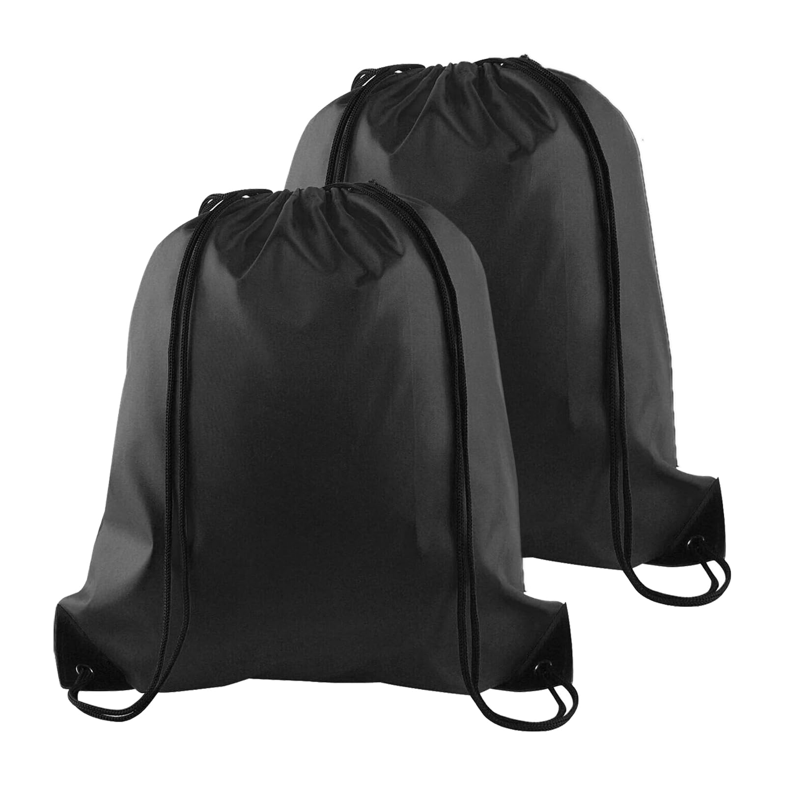 LeeQunQ 2 PCS Black Drawstring Gym Bags, Bags Sports Cinch Sack String Bags, Backpack Bulk Swimming String Bag, for Women Men Trainer Swimming Bag Travel Beach School Holidays Suitable