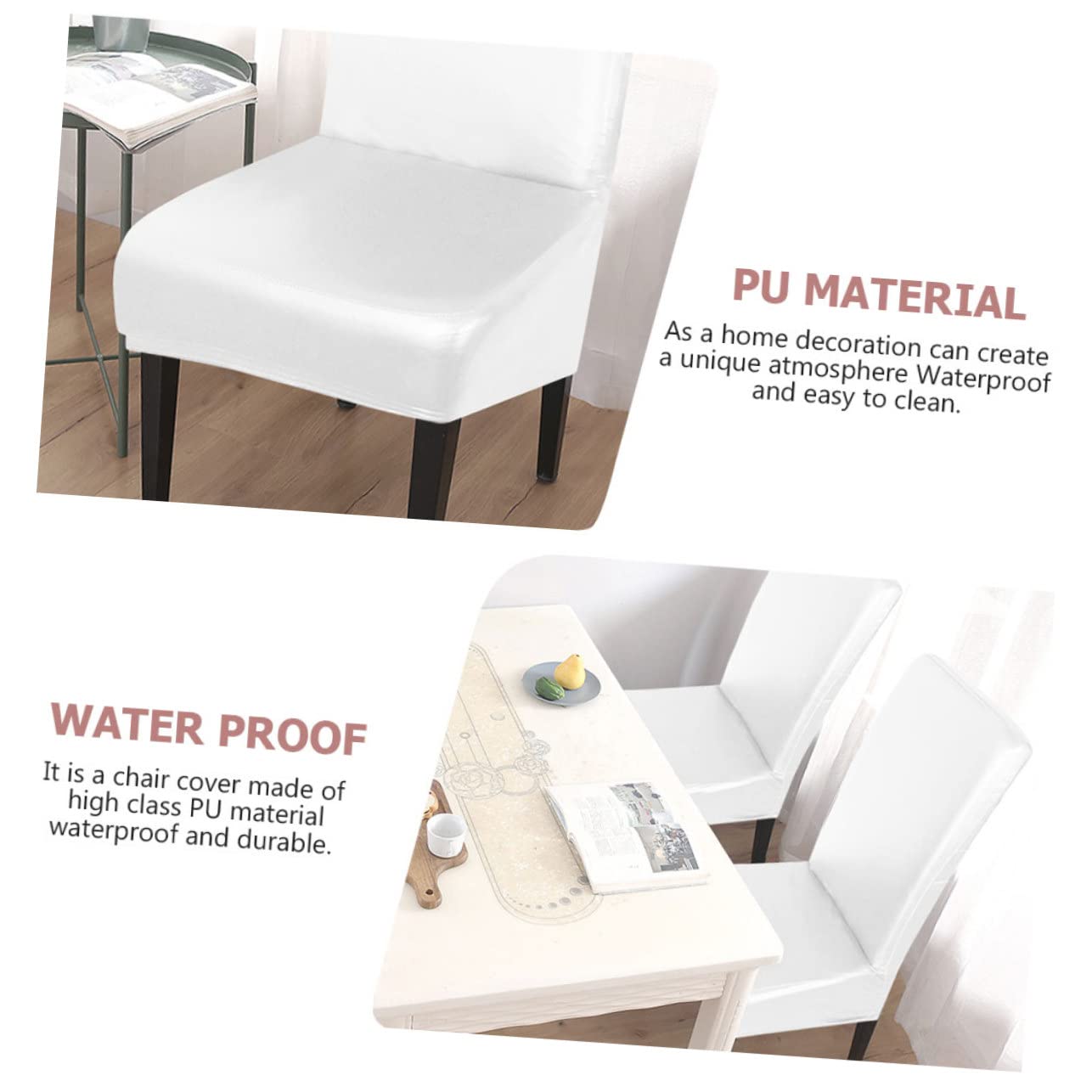 DECHOUS Fundas para Sillas de Comedor Elásticas 4 Piezas de PU Blanco