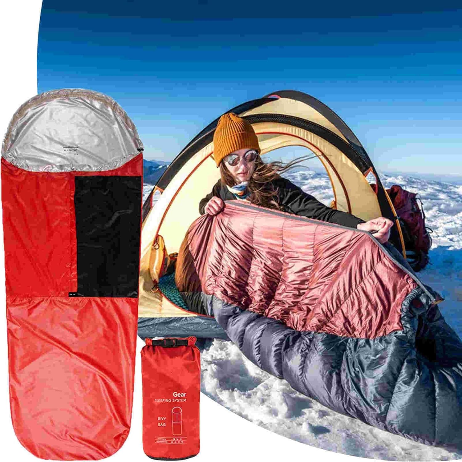 Sleeping Bag Cover, Thermal Sleeping Bag Sack, 6x4 Inches Bedding Storage for Winter, Sturdy Waterproof Cover for Survival & Climbing, Outdoor Camping Backpacking Gear, Travel Hiking Protection