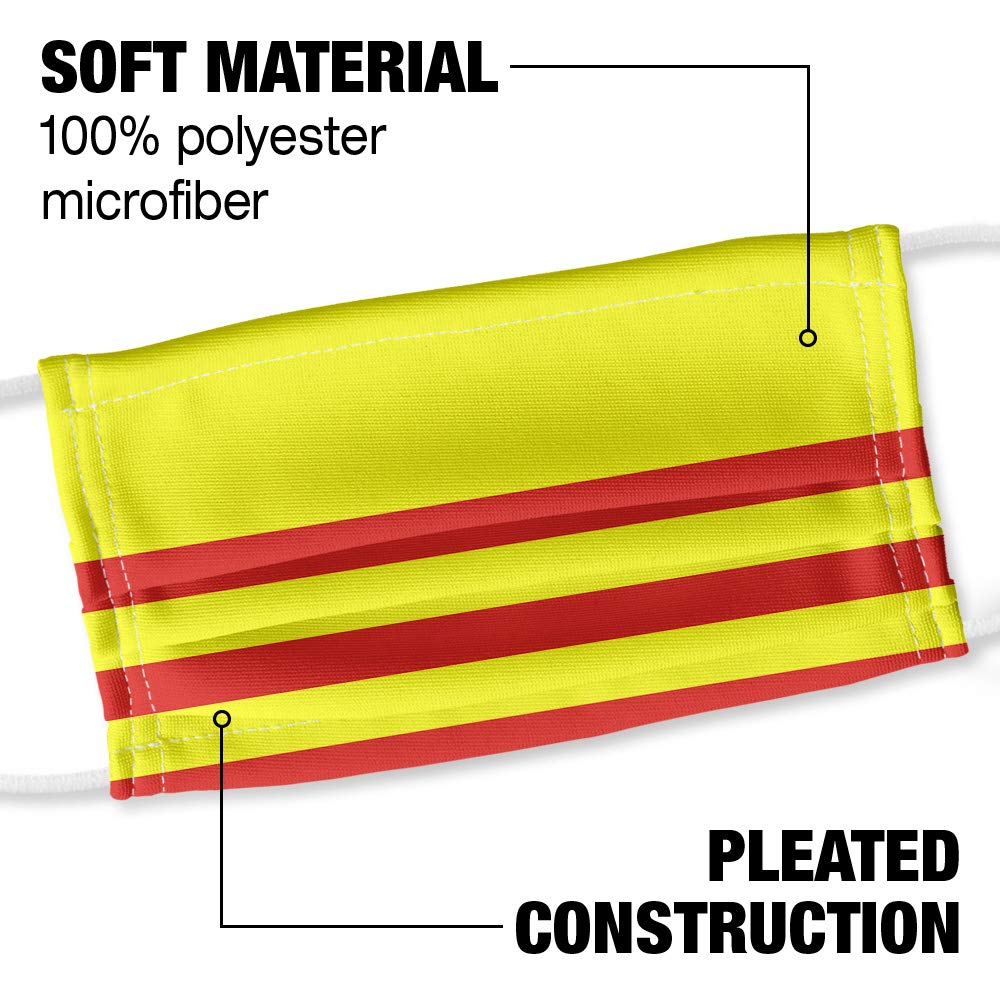 South Vietnam Flag 1-Ply Reusable Face Mask Covering with Adjustable Nose Wire, Unisex