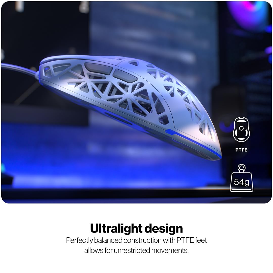 ENDORFY Liv Wireless Onyx White, ratón Gaming Blanco, ratón inalámbrico, diseño Ultraligero (69 g), máximo 12.000 PPP, PixArt PAW3311, Kailh GM 4.0, 2.4 GHz, BT, USB-A, retroiluminación ARGB, EY6A019