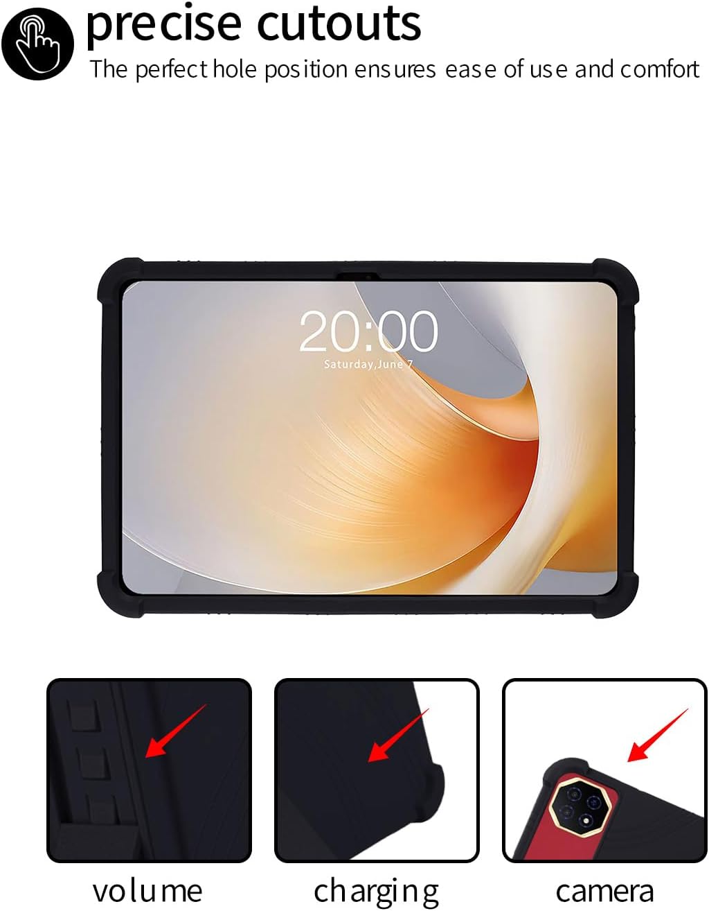 for Teclast T65 Plus 2025 13.4 Inch Tablet Case,BOVUGAC Soft Silicone Adjustable Stand Shockproof Kids Friendly for Teclast T65 Plus 13.4" Tablet(Black)