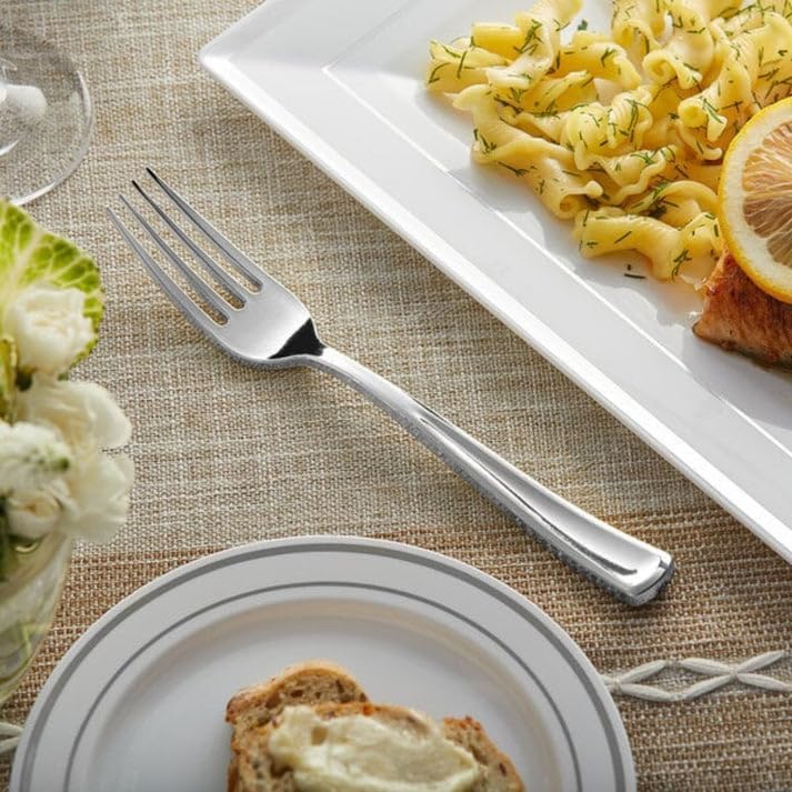 Lillian Polished Silver Forks – Premium BPA-Free Plastic Disposable Cutlery: 1152 Pcs