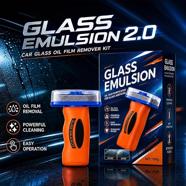 2026 New Q4 Glass Guard, Q4 Glass Guard Windshield Cleaner 2.0, Handle Oil Film Remover Lotion, Automotive Oil Film Cleaning Brush, Car Windshield & Window Cleaner Tool for Improve Clarity (1) - 1