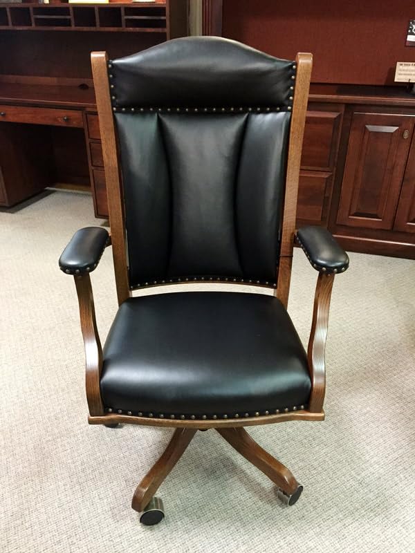 Image of Best Black Classic Leatherette Wooden Direcotor Executive Office Chair | Armrest and Revolving Chair | Wooden Chair | Wooden Base Chairs (111012154)