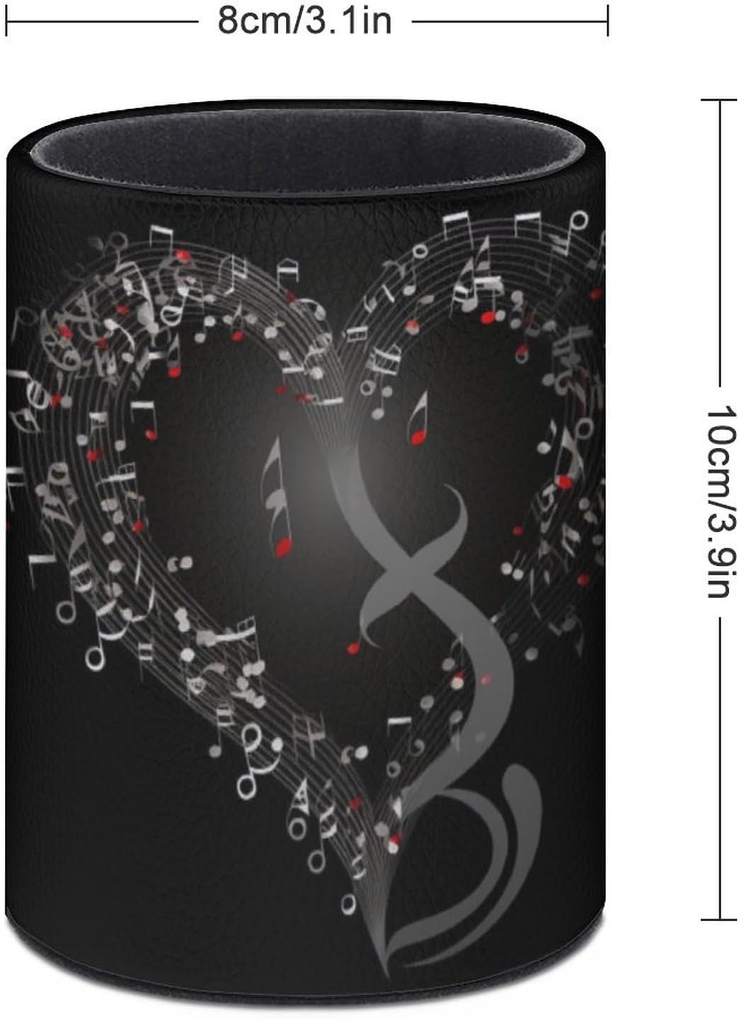 PU Leather Pen Holder Music Note Heart Office Desk Organizer image 2