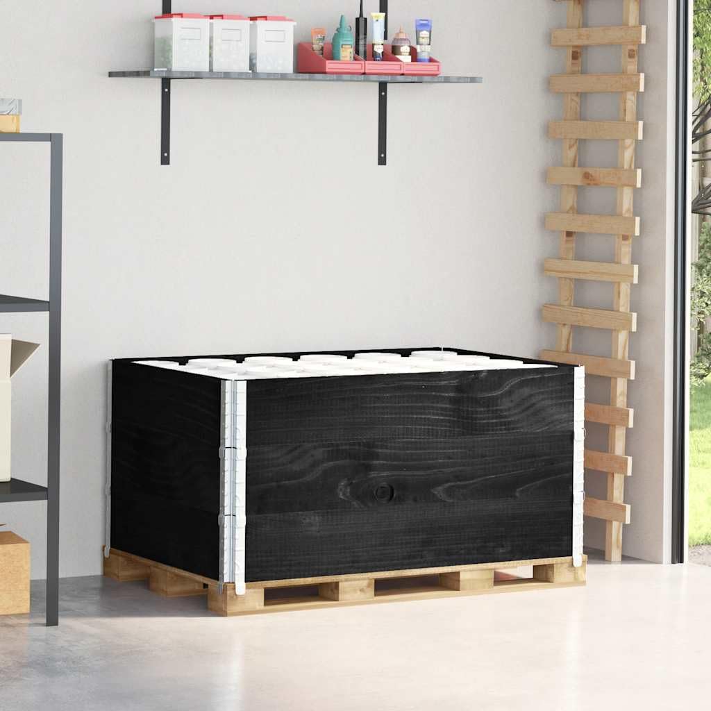 Paletten-Aufsatzrahmen 3 STK. Schwarz 120x80 Massivholz Kiefer