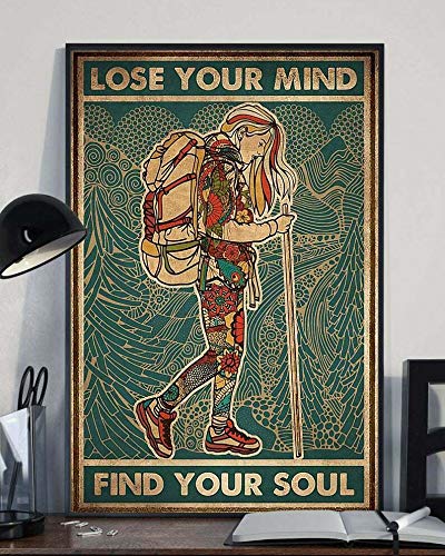 BCTS Lose Your Mind Find Your Soul Poster Hiking Poster Adventure Hippie Wall Decor Metal Sign Poster 12x16 inches