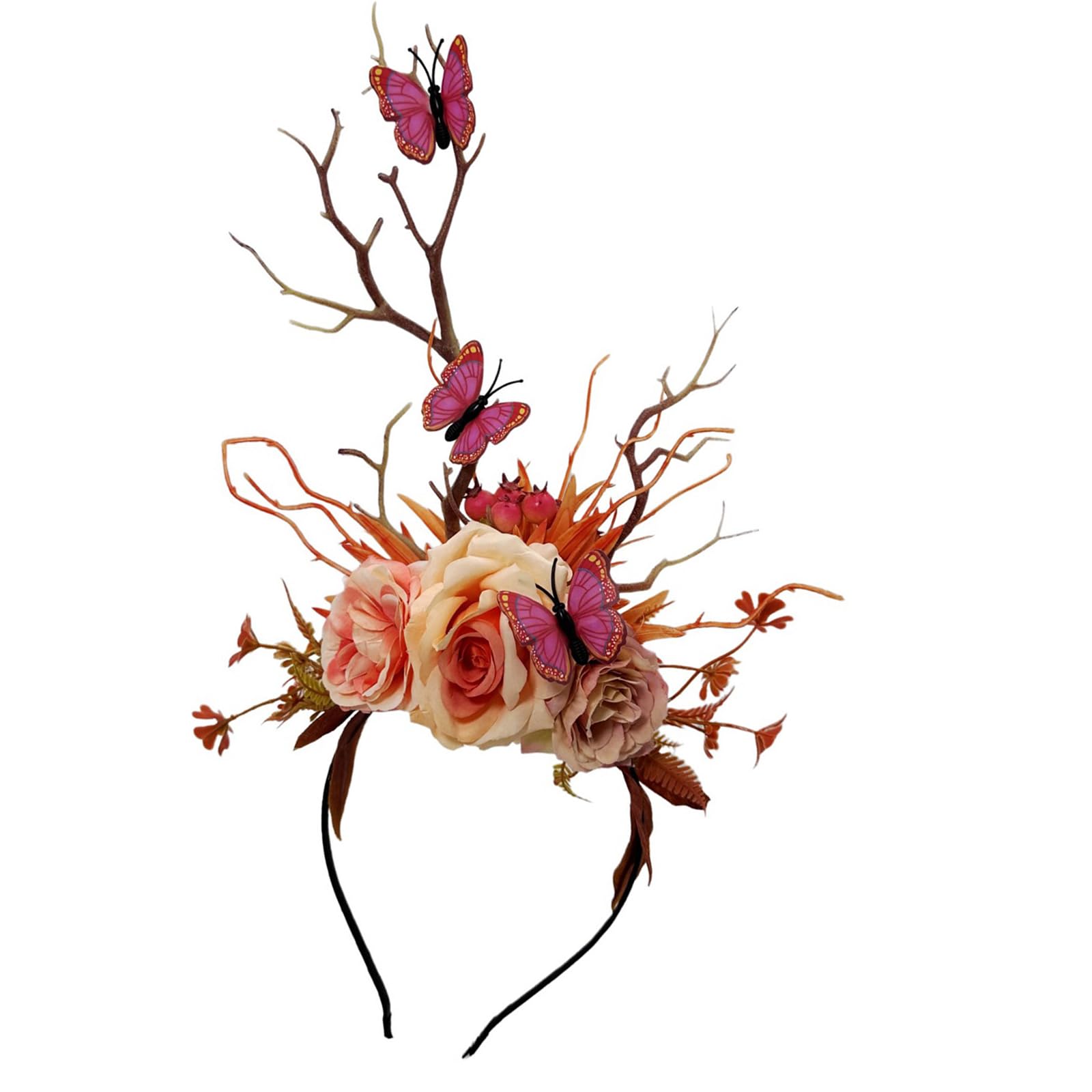 Fentency Flower Branch Headband Butterfly COSPLAY Halloween Role Play Headdress Proms Party Live Show Headwear