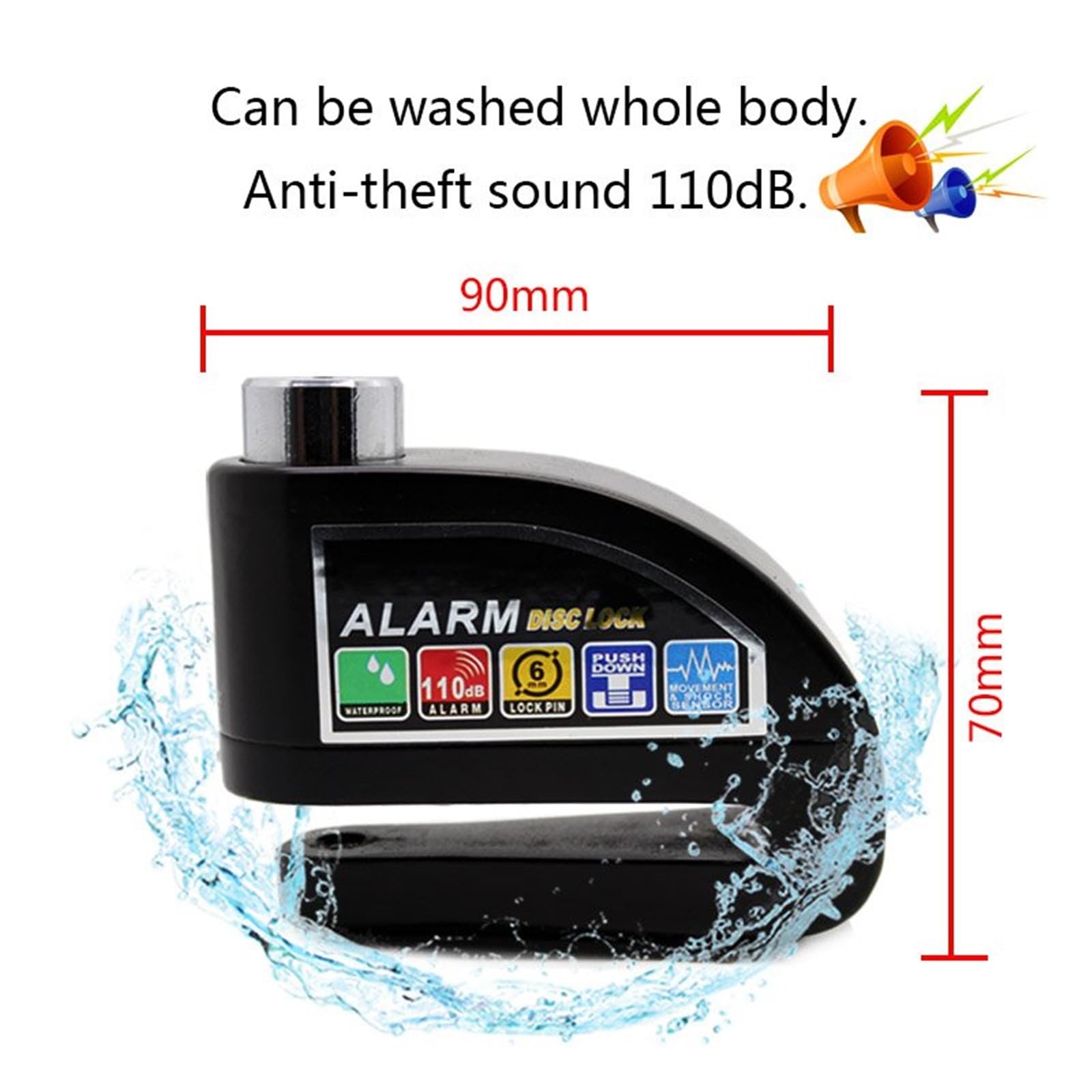 Antifurto Per Moto Con Allarme Da 110 DB, Antifurto Per Moto, Antifurto Per Freni A Disco, Antifurto Per Ruote E Sirena Di Sicurezza