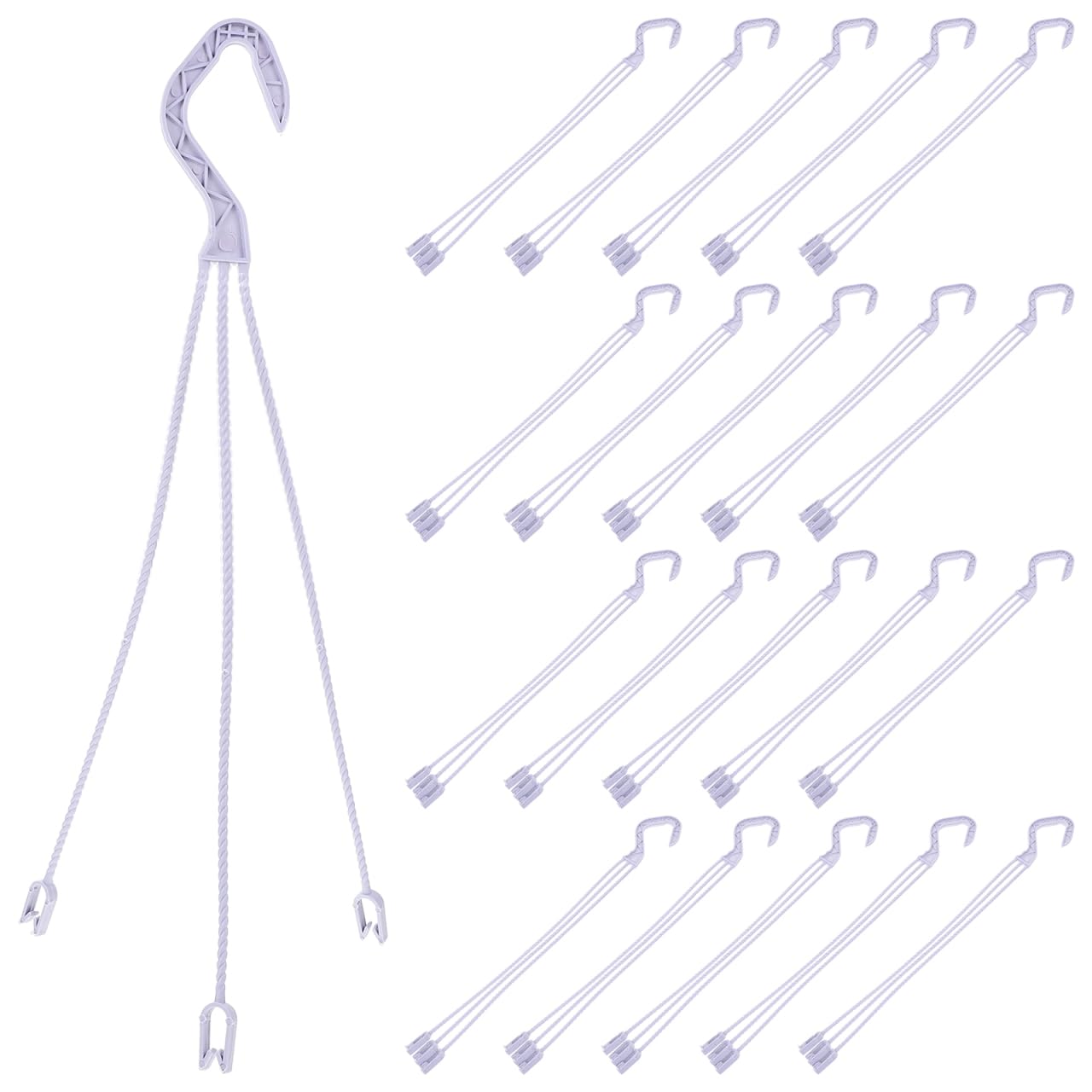 Housoutil Lot de 50 crochets robustes pour vêtements, plantes, mangeoire à oiseaux, jardinière, pot de fleurs, chaîne de pot de fleurs, plastique, matières premières chlorophytum, réfrigérateur blanc