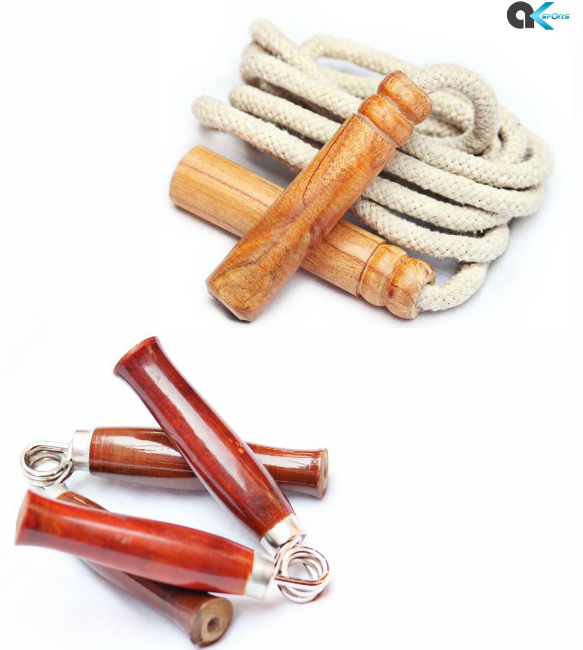 A.K Cotton Jumping Skipping Rope + 2pcs Wooden Fitness Grip|Hand Grip Combo Home Gym Kit (B09THGM1XZ) Amazon Price History, Amazon Price Tracker