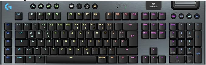 Logitech G G915 X LIGHTSPEED Low Profile Wireless Gaming Keyboard, Double Shot PBT Keycaps, Fully Programmable Keys, RGB Backlight, GL Brown Tactile, PC/Mac, DEU QWERTZ - Black: Amazon.de: PC & Video Games