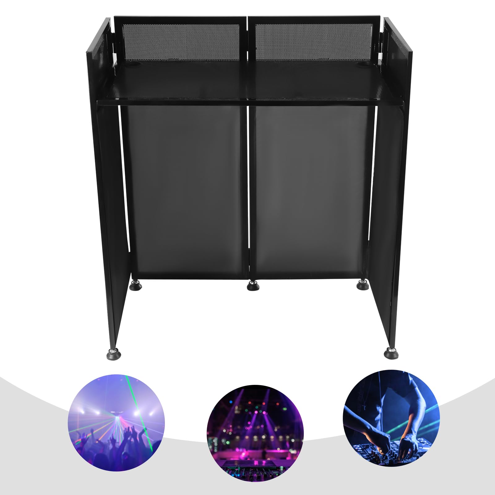 Cabina piatta in metallo per facciate DJ per eventi, 20 x 40 pollici, con borsa per il trasporto, include pannelli bianchi e neri, per quadrati pubblici, piste di ghiaccio, forniture