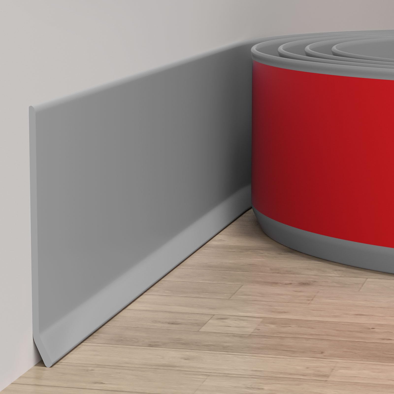 Duzzy Flexible Baseboard Molding Trim, 6 Inch(W) x 100 Feet(L) Peel and Stick Rubber Wall Trim Molding, Self-Adhesive Vinyl Wall Base Cove Base