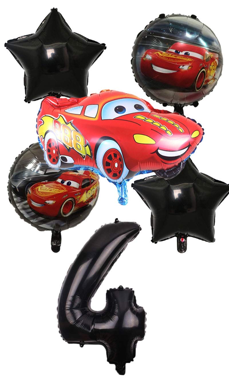 LIZHIOO 6Pcs Cartoon Car Lightning Mcqueen Foil Balloons 18 Inch Round Car Balloon 32 Inch Number Set Kid Toy Birthday Party Decor (Color : Mint Green)